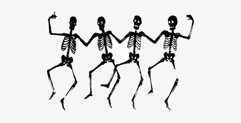 Skeletons Danse Macabre Bones Dance Four B - Creepy Halloween Clip Art, transparent png #1717766