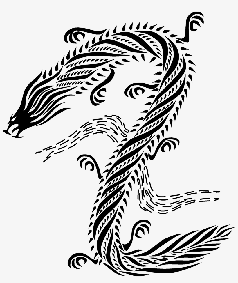 Chinese Dragon Clipart Drawn - Chinese Dragons Black And White Hd, transparent png #1717792