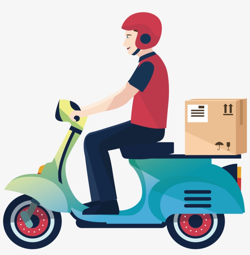 Delivery Motorcycle Courier A Clip Art Free Library - Delivery Boy Clipart, transparent png #1718300