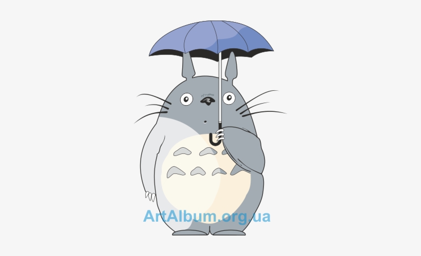 Totoro Umbrella Png - Totoro With Umbrella Silhouette, transparent png #1719100