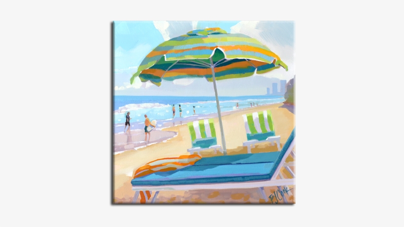 Colorful Beach Umbrellas Oil On Board, - Oil Painting, transparent png #1719407