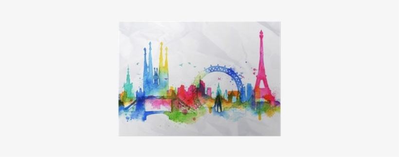 London Skyline Silhouette Watercolor, transparent png #1719826