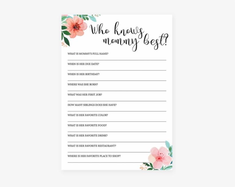 Test Your Guests How Good They Know The Mommy To Be - Baby Shower, transparent png #1720214