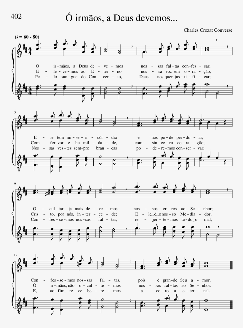 Ó Irmãos, A Deus Devemos Sheet Music Composed By Charles - Sheet Music, transparent png #1720684