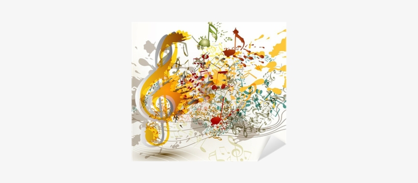Vinilo Pixerstick Art Clave De Sol Ornamentado Con - Rigo Musicale Con Note Colorato, transparent png #1721001