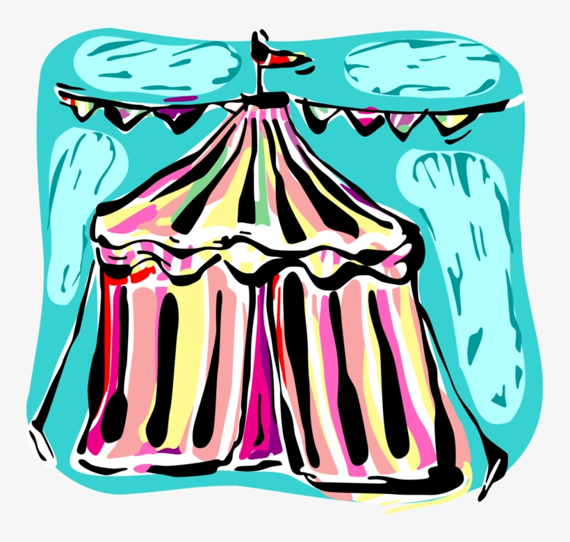 Vector Illustration Of Big Top Circus Tent With Streamers, transparent png #1721159