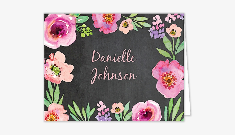 Watercolor Blossom Folded Note - Watercolor Bridal Shower (chalkboard) Invitation, transparent png #1721975