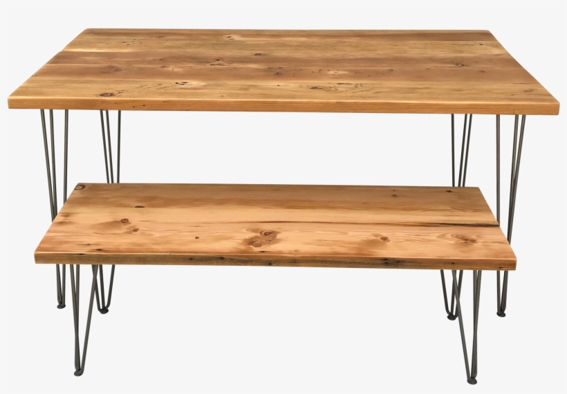 Reclaimed Wood Table & Bench Set With Hairpin - Bench, transparent png #1722731