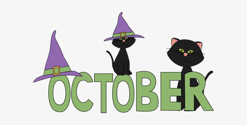 October Black Cats Clip Art October Black Cats Image - October Month Clip Art, transparent png #1724349