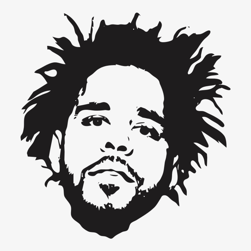 92 J Cole Black And White Stencil Free Transparent PNG Download