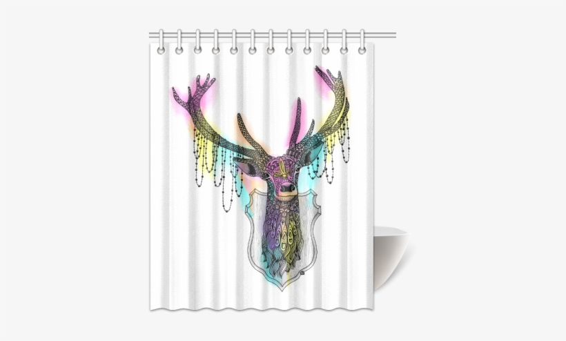 Ornate Deer Head Shower Curtain Sizes - Drawing, transparent png #1725148