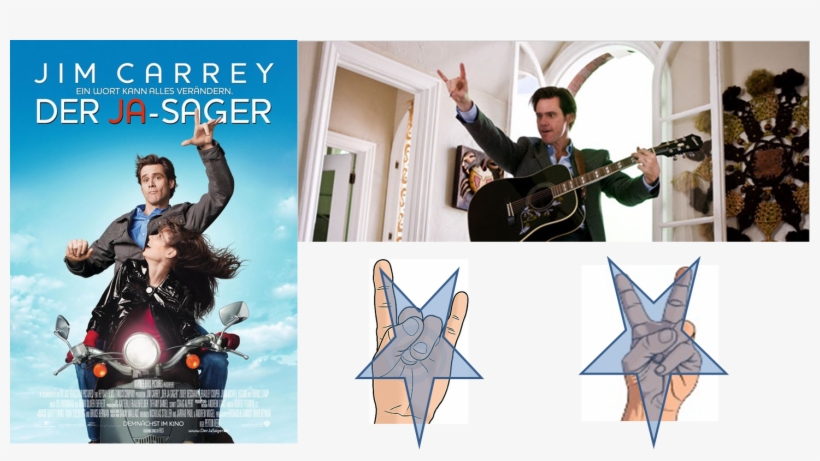 On Another Poster We Have Jim Carrey Flashing The Satanic, transparent png #1726547