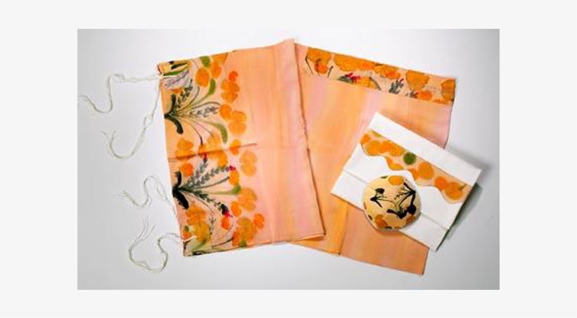 Peach - Peach Women’s Tallit With Floral Design By Galilee, transparent png #1729029