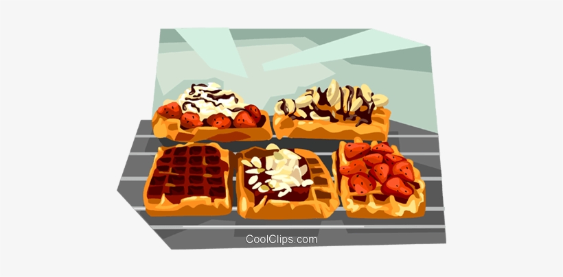 Belgium Waffles Royalty Free Vector Clip Art Illustration - Waffles With Many Toppings, transparent png #1729448