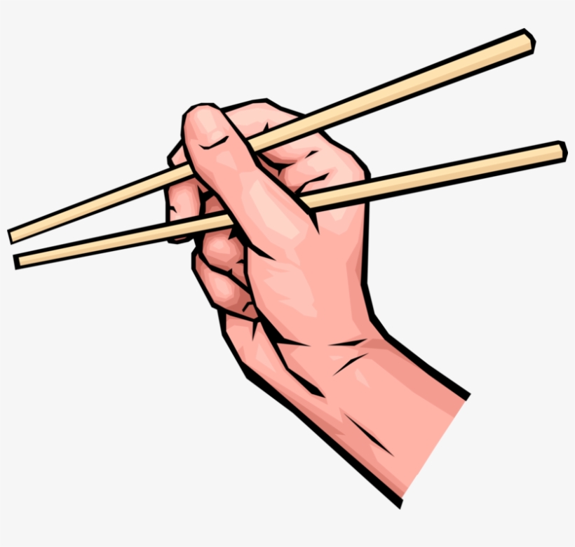 Vector Illustration Of Hands Holding Chinese Chopsticks - Chopstick Clipart Black And White, transparent png #1729728