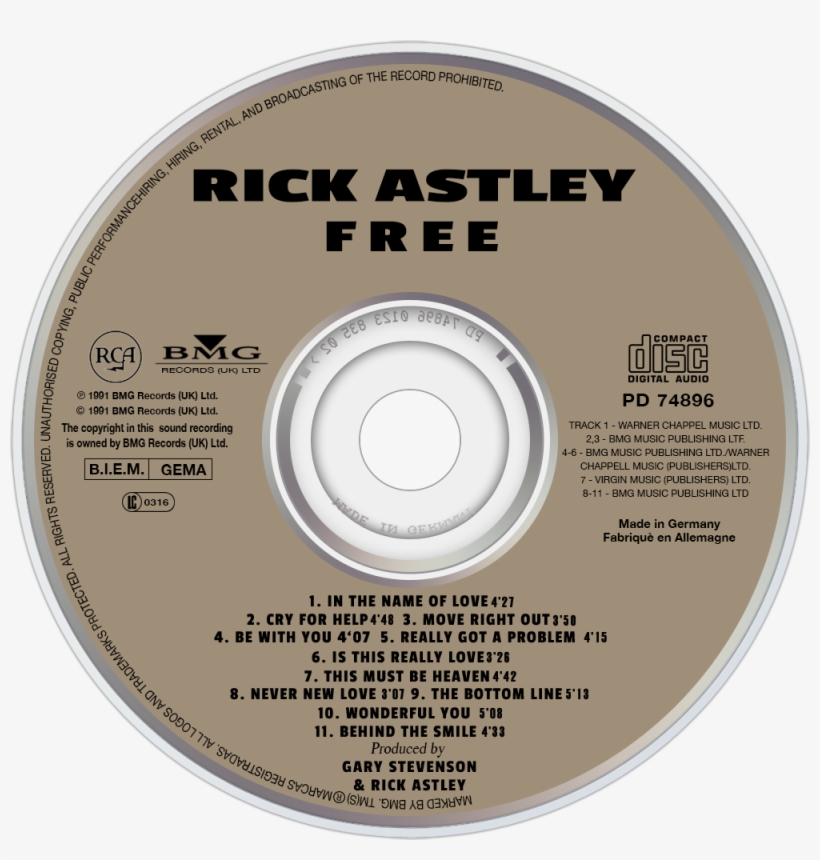 Rick Astley Free Cd Disc Image - Cd, transparent png #1730089