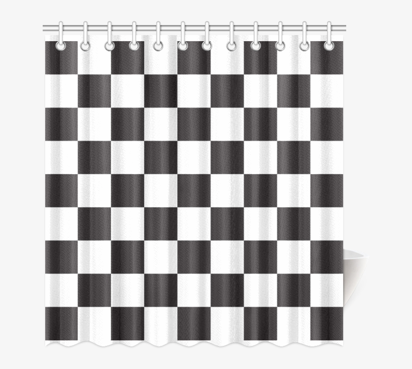 Checkerboard Black And White Squares Shower Curtain Black And White