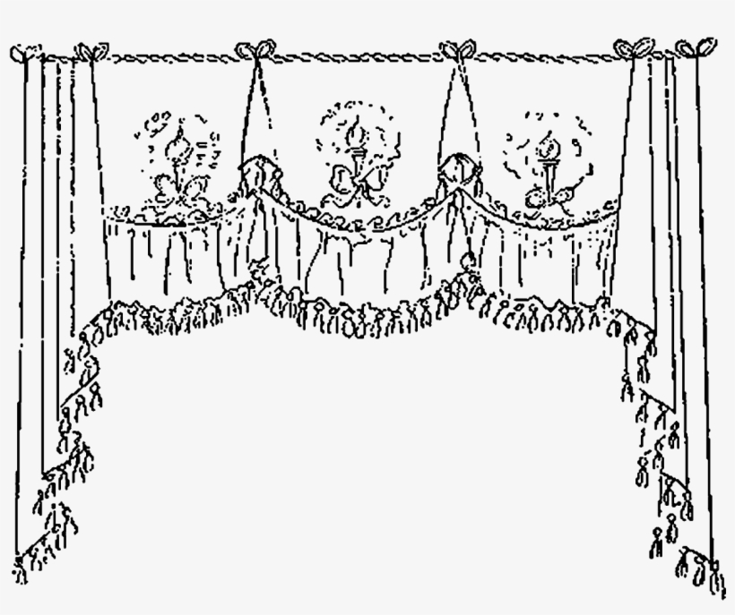 Vintage French Curtain Designs Digital Clipart - Drawing Curtains, transparent png #1731116