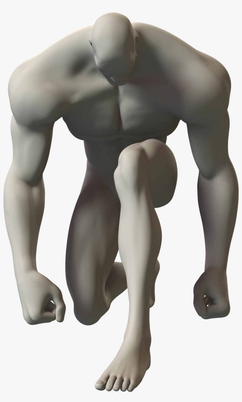 3d Sketch Of A Superhero In A Kneeling Pose - Drawing, transparent png #1731463