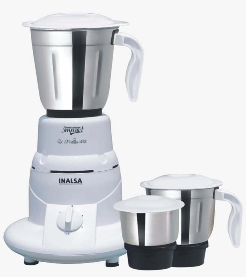 Product - Inalsa Impact 550w 3 Jars Mixer Grinder (white), transparent png #1732492