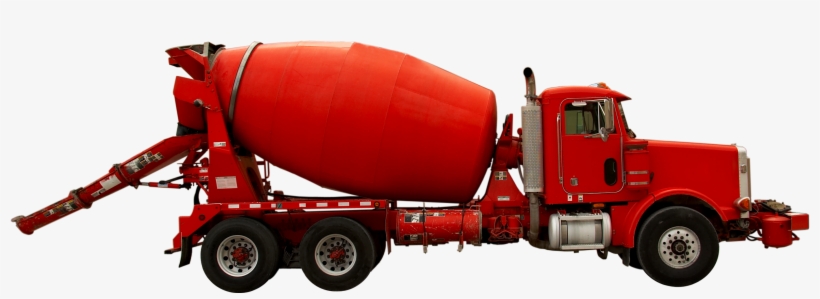 Red Cement Mixer Truck - Cement Truck Png, transparent png #1732572