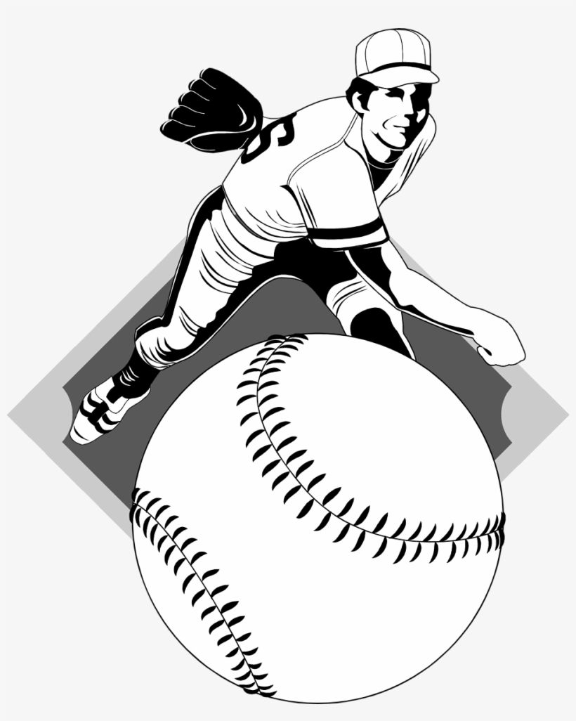 Free Stock Photo - Baseball Pitcher Black And White, transparent png #1732684