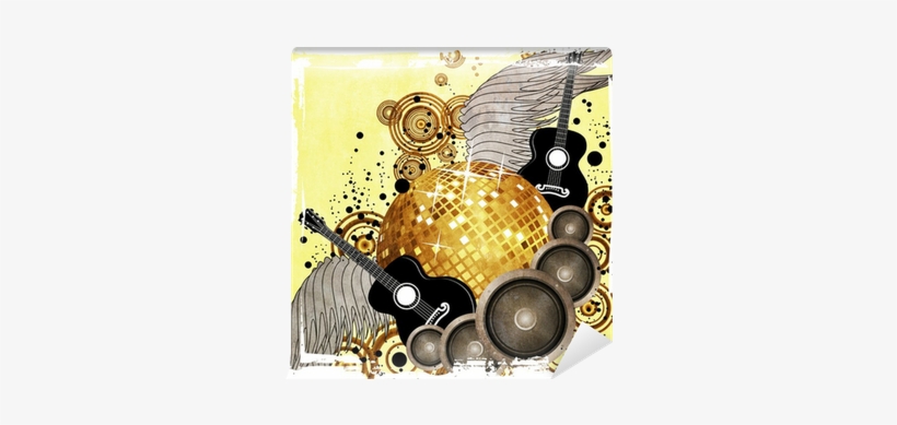 Gold Disco Ball On Yellow Background Wall Mural • Pixers® - Disco Ball, transparent png #1733275