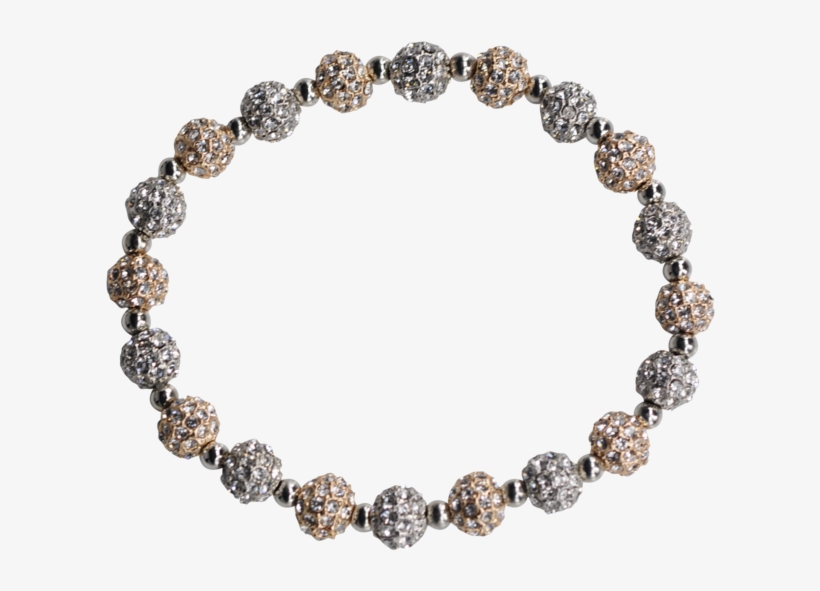 Gold/silver Crystal Disco Ball Stretchy Beaded Bracelet - Bracelet, transparent png #1733368