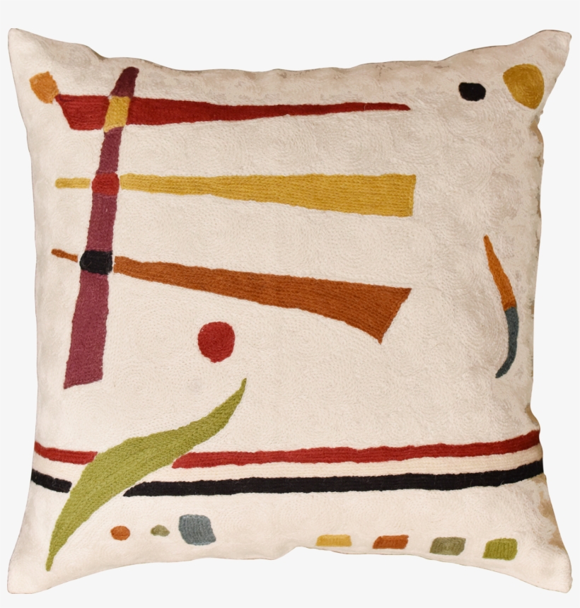Kandinsky Off White Elements Accent Pillow Cover Handembroidered - Black Bear Accent Pillow, transparent png #1734280