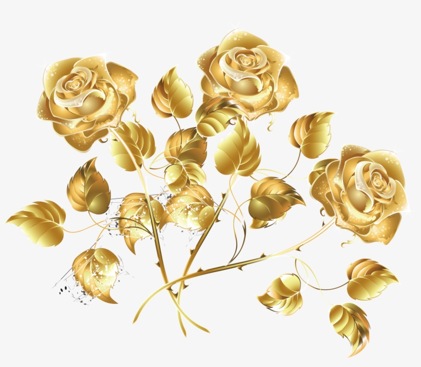 Golden Flower Png - Golden Rose Png, transparent png #1735212