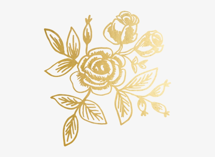 Gold Floral - Gold Floral Stencil, transparent png #1735371