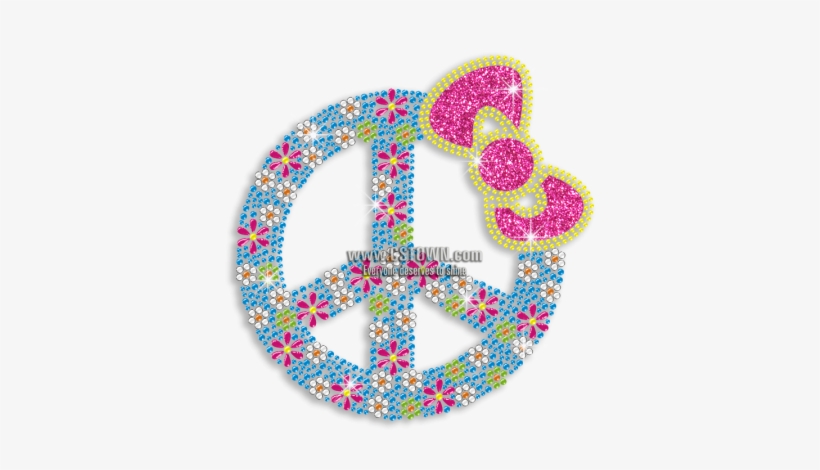 Vegas Show Colorful Peace Sign With Bow Nailhead Neon - Glitter Peace Sign, transparent png #1736366