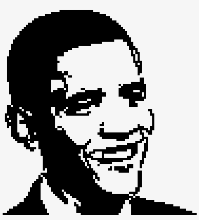 Barack Obama - Pixel Portrait Black And White, transparent png #1737447
