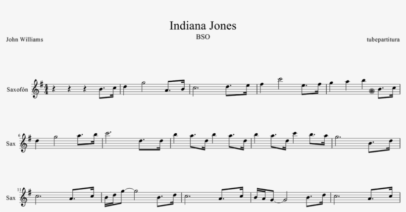 Tubescore Indiana Jones Alto Saxophone Sheet Music Nuovo Cinema Paradiso Spartito Sax Free Transparent Png Download Pngkey