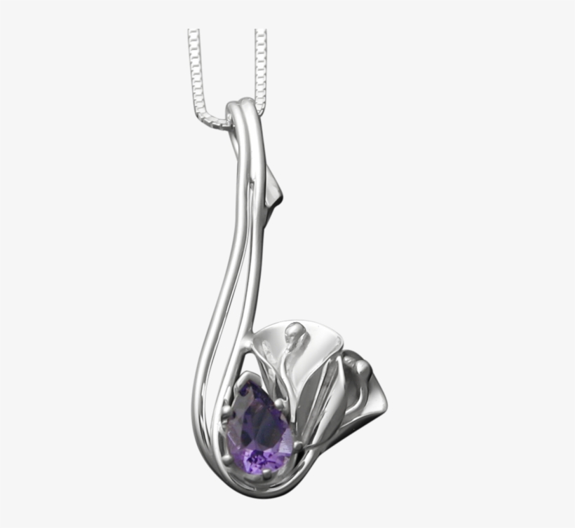 Calla Lily Pendant With Amethyst - Locket, transparent png #1738136
