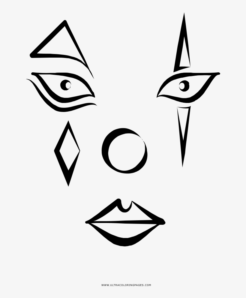 Clown Face Coloring Page - Drawing, transparent png #1739572