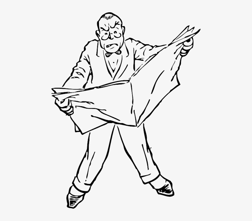 Black, Mad, People, Man, Angry, Reading, White, Cartoon - Angry Man Cartoon  Black And White - Free Transparent PNG Download - PNGkey
