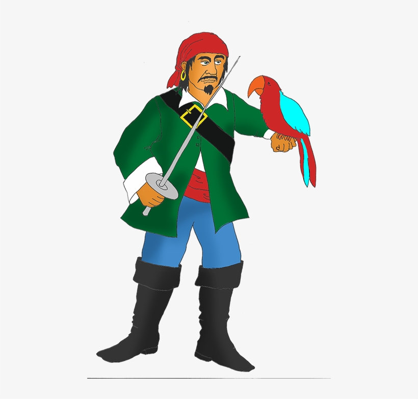 Angry Pirate With Red Parrot - Parrot, transparent png #1740624