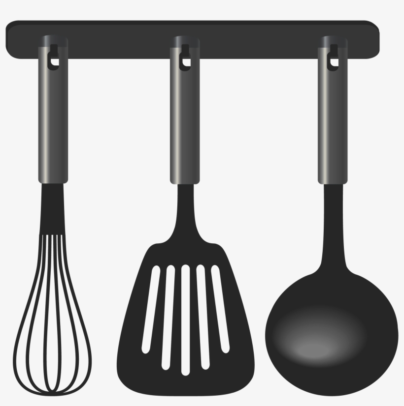 Black Kitchen Tool Set Png Clipart - Clip Art Kitchen Tools, transparent png #1742498