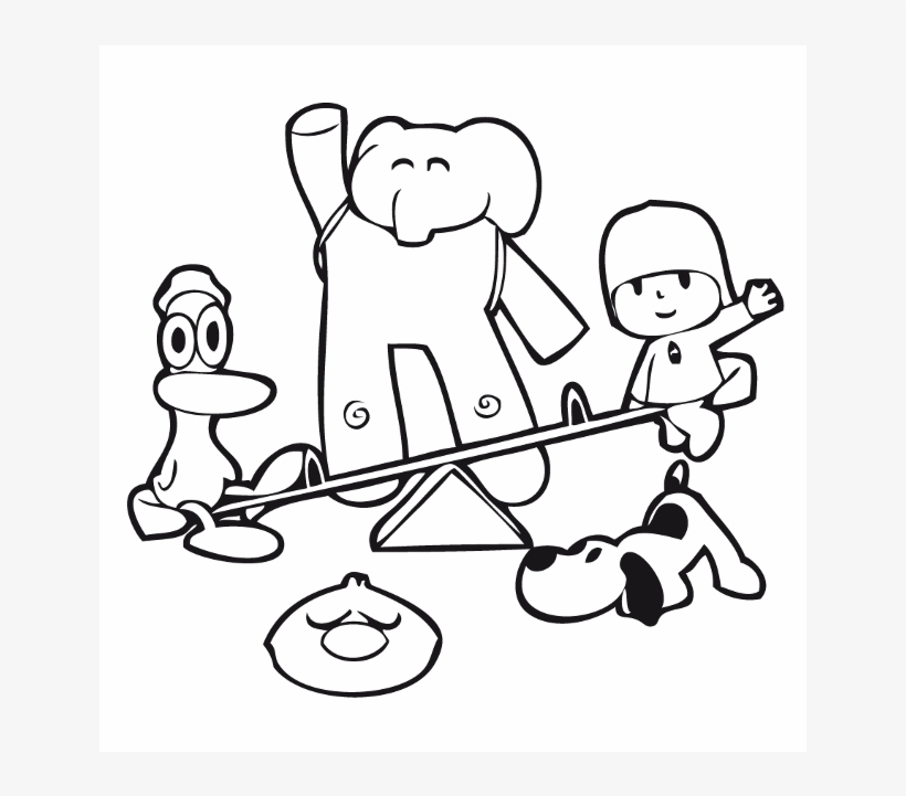 Pocoyo Jugando Con Sus Amigos Para Colorear - Pocoyo Coloring Pages, transparent png #1742670