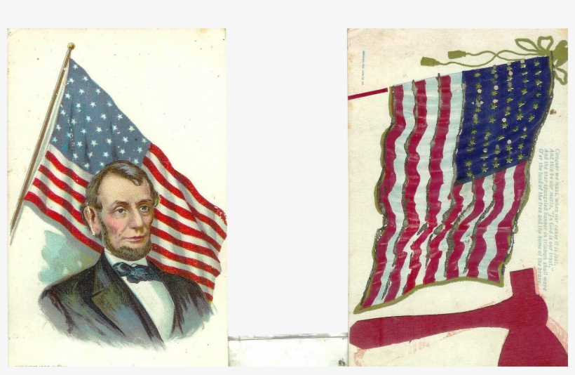 2 Patriotic Abraham Lincoln American Flag 1900 1905 - Massachusetts, transparent png #1743764