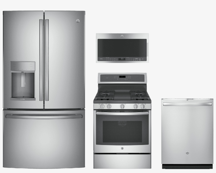 Ge® Profile™ 4 Piece Kitchen Package Stainless Steel - Ge Profile 2-piece Stainless Steel Kitchen Package, transparent png #1743928