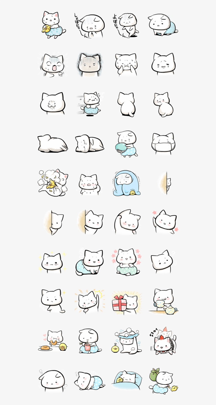 Cute Cat Line Sticker Free Transparent Png Download Pngkey