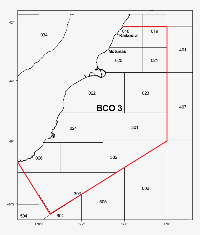 Blue Cod Quota Management Area Bco 3 And Statistical - Motunau, transparent png #1745220