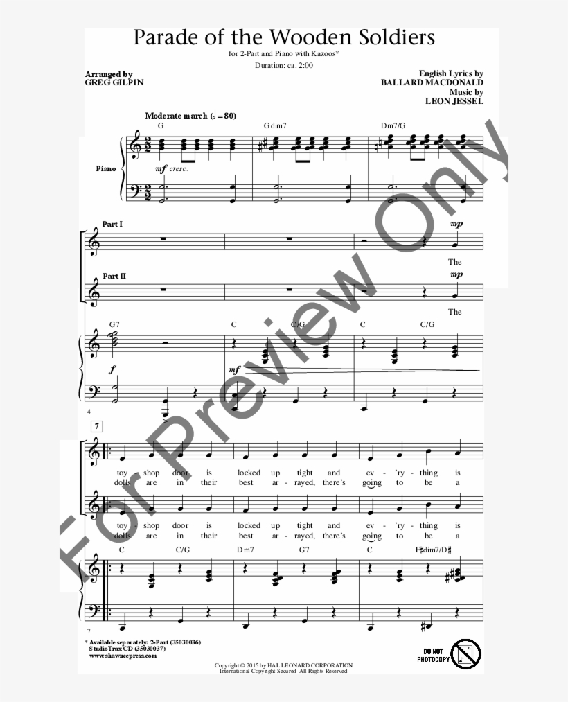 Parade Of The Wooden Soldiers Two Part By Gilpin With - Qty 10: Parade Of The Wooden Soldiers, transparent png #1745887