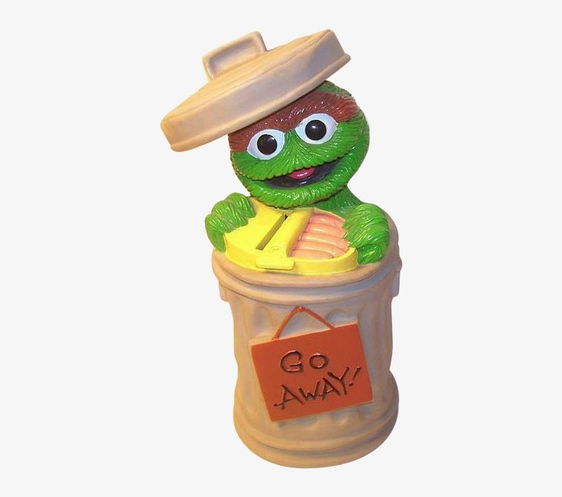 Oscar The Grouch Sesame Street Trash Can Bank Go Away - Party, transparent png #1746665