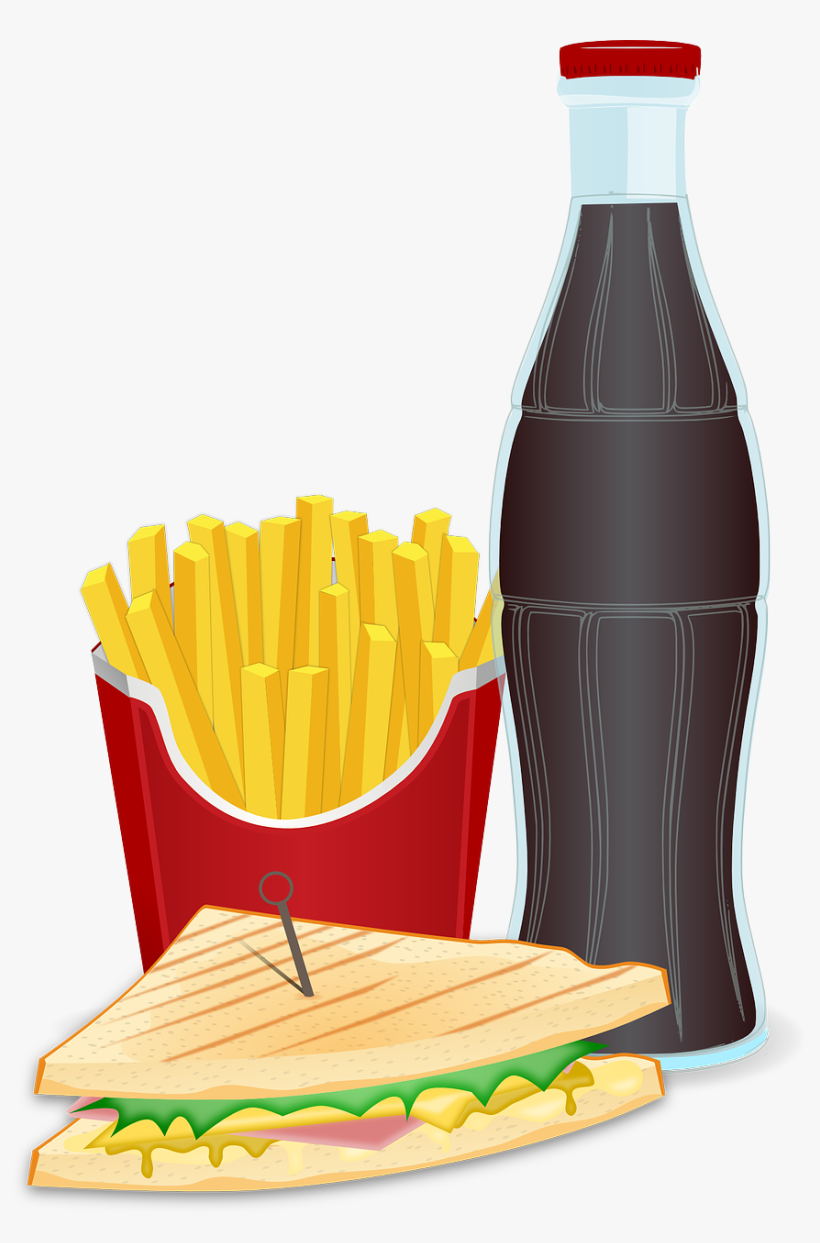 It Is Difficult To Avoid Fast Food And Parties - Sandwich And Fries Clipart, transparent png #1747156