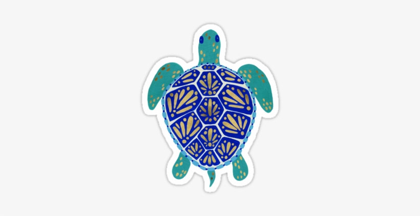 Sea Turtle Navy & Gold By Cat Coquillette - Sea Turtle Print, transparent png #1748999