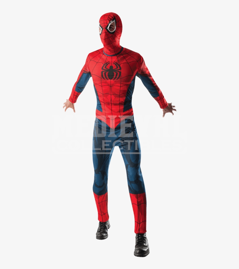 Adult Spider-man Costume And Mask - Spiderman Muscle Chest Mens Costume, transparent png #1749846