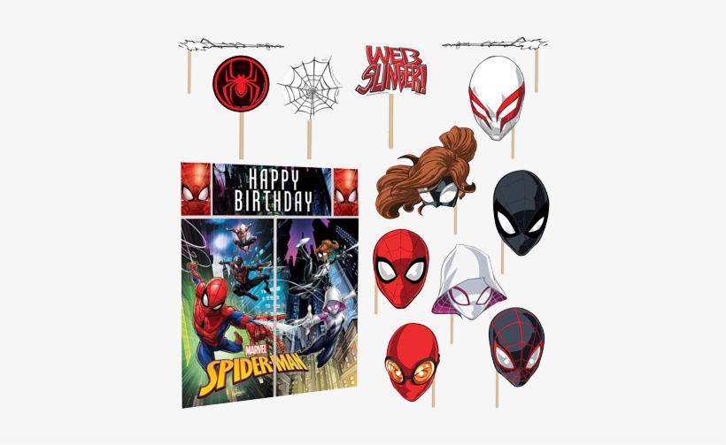Spiderman Scene Setter Decorating Kit Photo Props - Spider-man 'webbed Wonder' Wall Poster Decorating Kit, transparent png #1750237